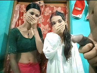 Indian Boyfriend Threesome with 18yr Cute Girl & Stepsis - Hardcore Home Fucking in HD
