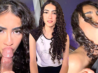 Beautiful 18-year-old Latina nervously records her first sextape for her profile