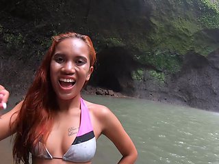 Thai temptress teases with her alluring natural assets in a steamy alfresco rendezvous