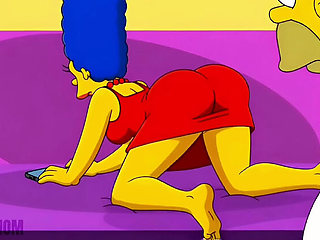 Busty Anime Housewife Cheats on Cuckold Husband - Hentai Cartoon Parody on Pink Couch