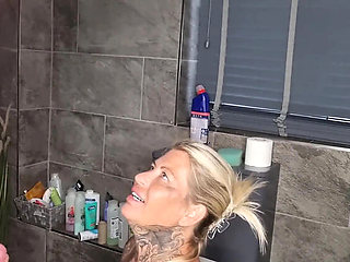 Filthy Emma Gives Bathroom Blowjob and Swallows Cum &ndash; Amateur MILF HD