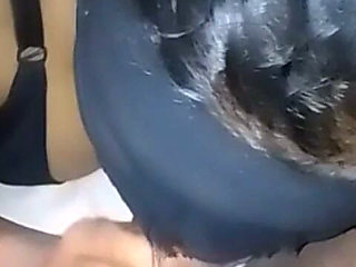 Lady in Bed Sucking My Cock to Make Me Moan and Putting Both Bones in Her Mouth and Sucking the Black Stick