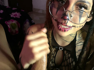Sexy horny gothic skull slut asks me for dick