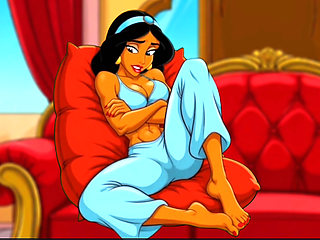 Princess Jasmine enjoys sexual pleasure. She picked up the magic lamp and began rubbing it with her pussy