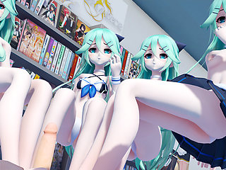 four high schoolers footjob dick anime shop to buy a few knick-knacks