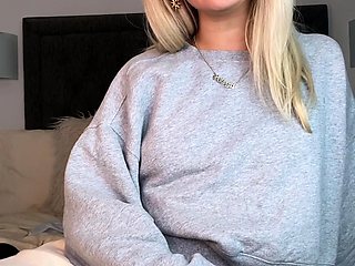 Perfect blond making solo masturbation