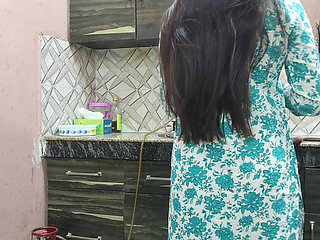 Beautiful Indian Step Mom Pussy and Ass Fucked Hard by Step Son While He Is in Kitchen to Seducing