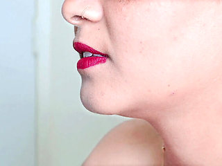 Desi Bhabhi Sloppy Condom Blowjob &ndash; Red Lipstick Cum in Condom Closeup