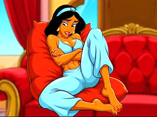 Princess Jasmine pussy rubs magic lamp for hot hentai pleasure - Octopussy cartoon sex parody