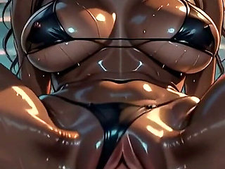 Stressed Boss Gets His Cock Wet in the Sunset Infinity Pool with Ebony Bikini Babe [ai Generated]