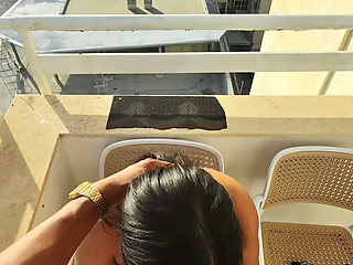 POV: I Fuck a BBC on the Balcony -blowjob and Fuck Hard in Doggystyle