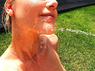 Draining Big Dick Cum and Pee Outside