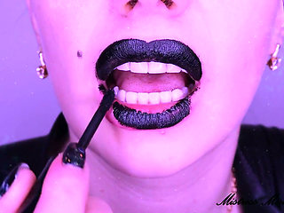 Glossy black lips get total control over you! Mesmerizing JOI