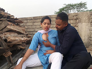 18 years virgin school girl big boob press by her step brother in outdoor Desi girl