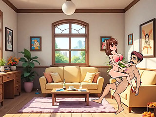 24 Year Old Girl Gets Hard Fucked by 36 Year Old Man in Living Room - Cartoon Animation