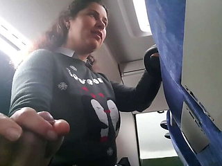 Brunette MILF With Big Natural Tits Gives Blowjob On Public Bus - Outdoor Voyeur Sex