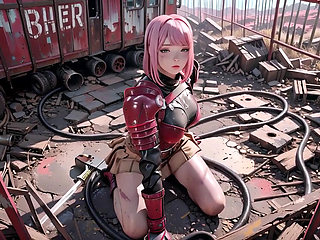 Pink-Haired Mech Warrior! The Cold Beauty of the Wasteland. Red and white armor hiding secrets?