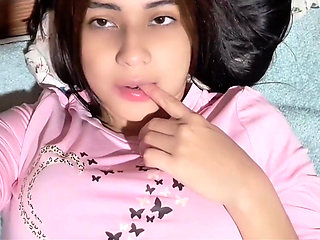 Naughty teen Latina masturbates her pussy through her panties