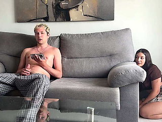 Pranking My Step Brother Turns Into X-Rated Fun: A Small-Titted Brunette's Amateur Handjob Encounter